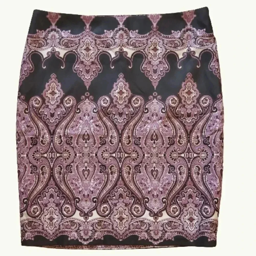 NWOT INC International Concepts purple and cream scarf print mini skirt …